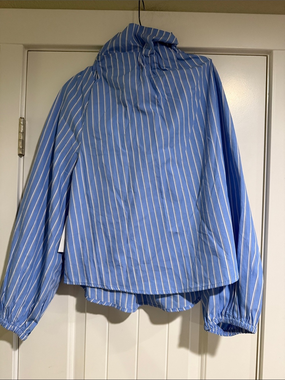 Blue Striped Bow-Tie Blouse - Picture 7 of 8